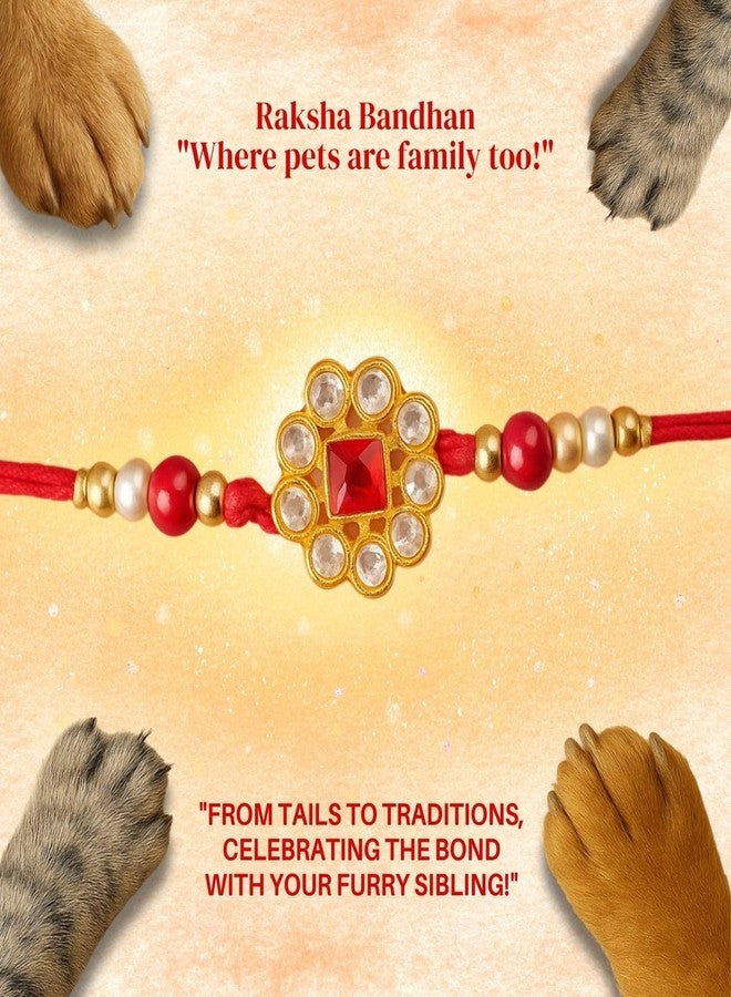 Sage Square Paw Bandhan Rakhi for Dog, Cat & Small Pets | Celebrate Bonds of Love This Raksha Bandhan | Cute Rakhi with Beads, Decorative Threads | Gift for Pet Lovers & Furry Companions (Type 20) - Image 5